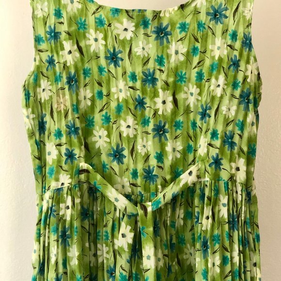 Vintage 90s La Belle Green Floral Dress - Picture 4 of 5